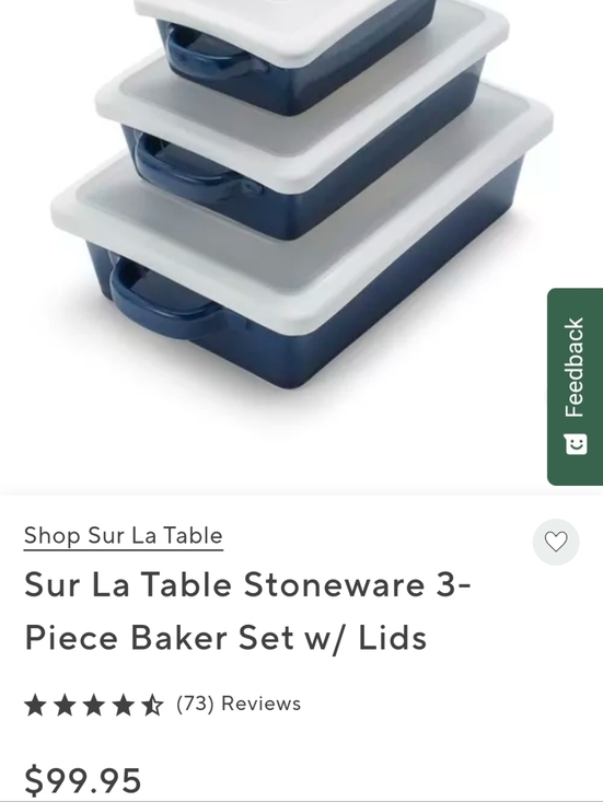 Sur La Table Other - Sur La Table WHITE Stoneware Baker Set with White Lids
